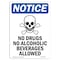 Signmission OSHA Notice, 7" Height, No Drugs No Alcoholic Sign With Symbol, 7" X 5", Portrait OS-NS-D-57-V-14497 - alternate 1